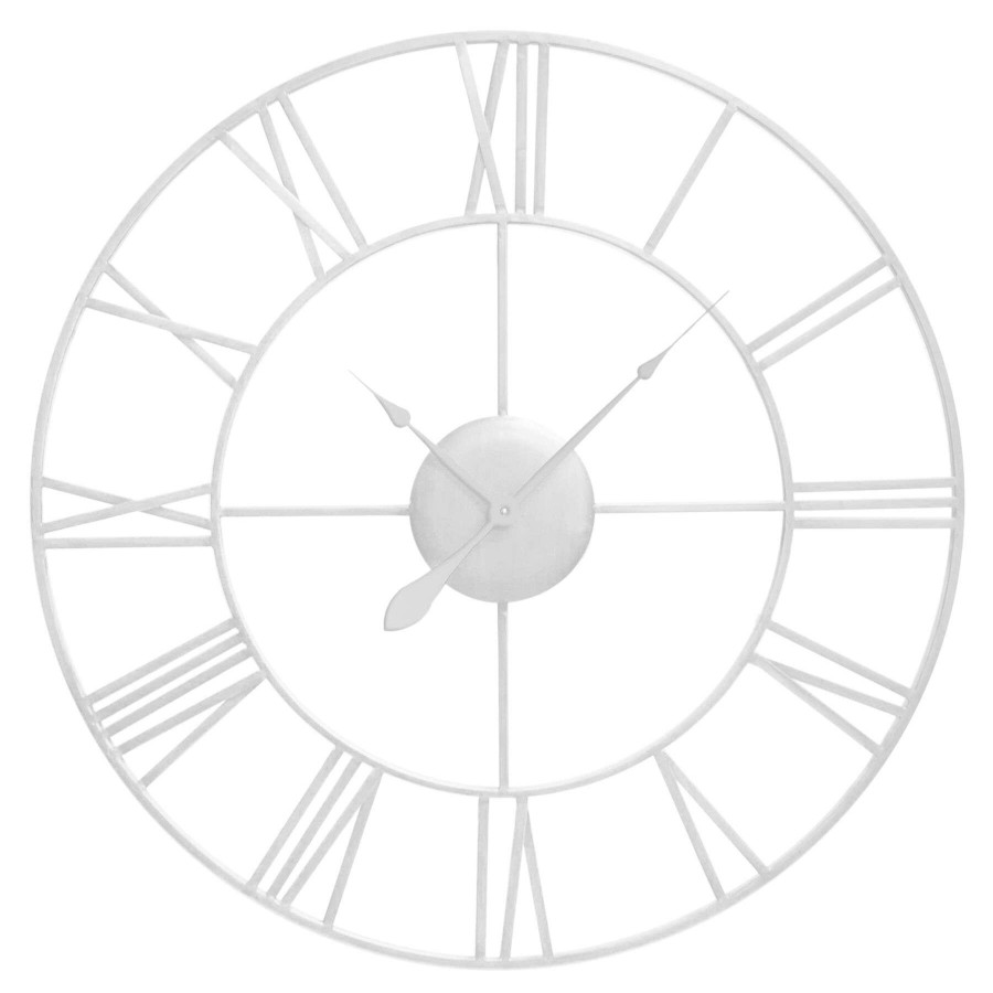 Clocks * | 41In. White Round Metal Clock Online