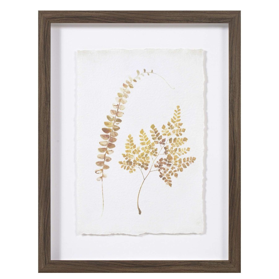 Wall Art * | Honeybloom Glass Framed Leaf Print Wall Decor, 11 14 Nice Style