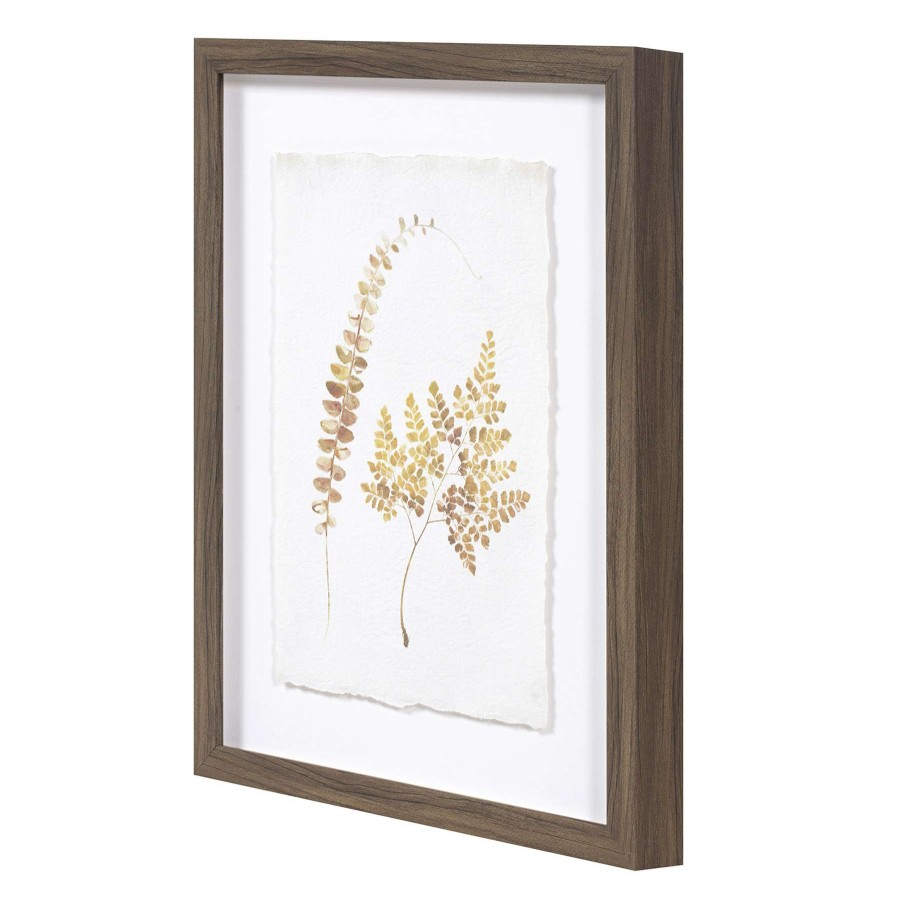 Wall Art * | Honeybloom Glass Framed Leaf Print Wall Decor, 11 14 Nice Style