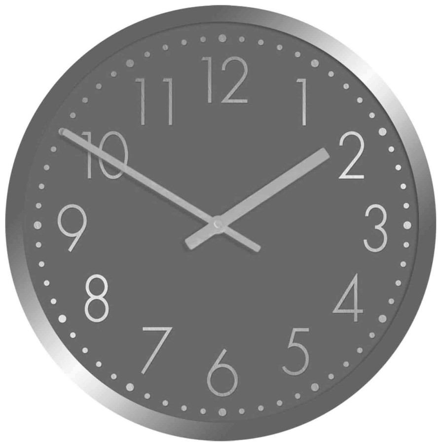 Clocks * | 12X12 Round Silver Metallic Frame Clock Tendy Style