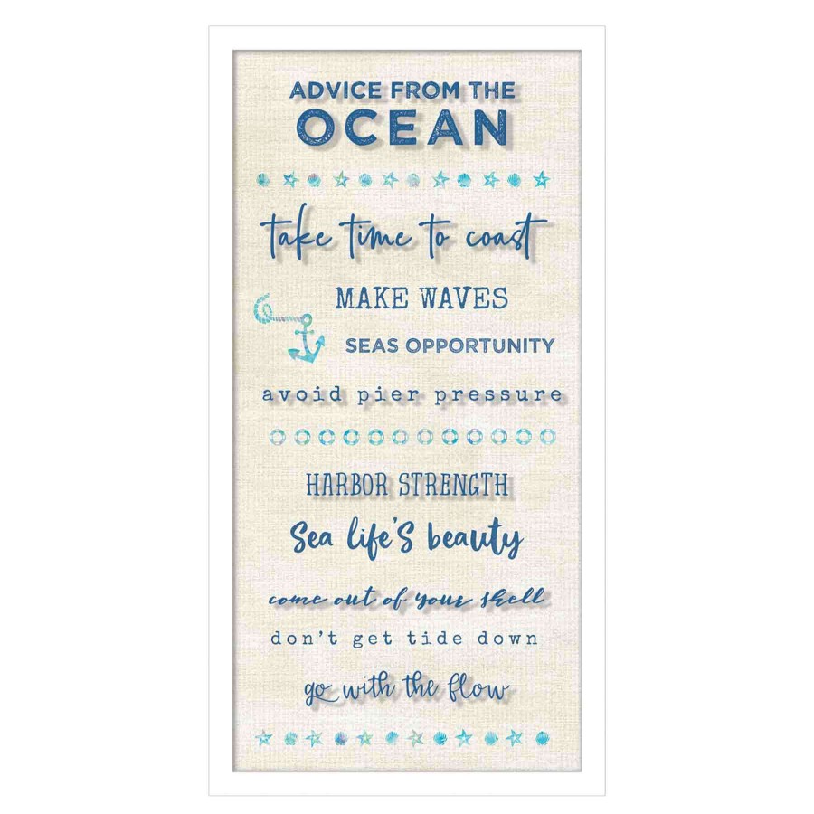 Wall Art * | Ty Pennington Glass Framed Ocean Advise Print Wall Art, 13 25 At Low Price