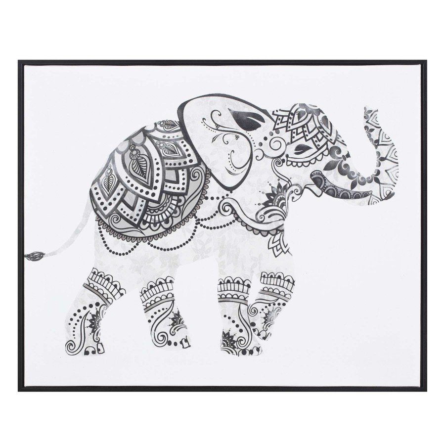 Wall Art * | Grey Mandala Elephant Framed Canvas Wall Art, 20 16 Online Discount