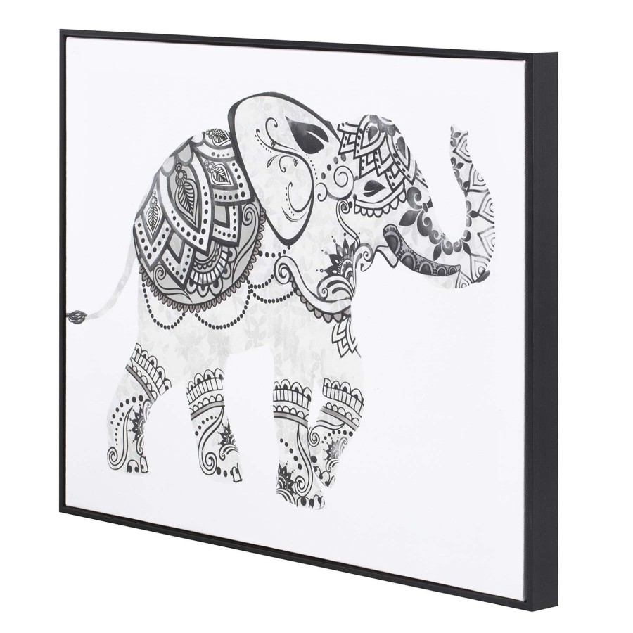 Wall Art * | Grey Mandala Elephant Framed Canvas Wall Art, 20 16 Online Discount