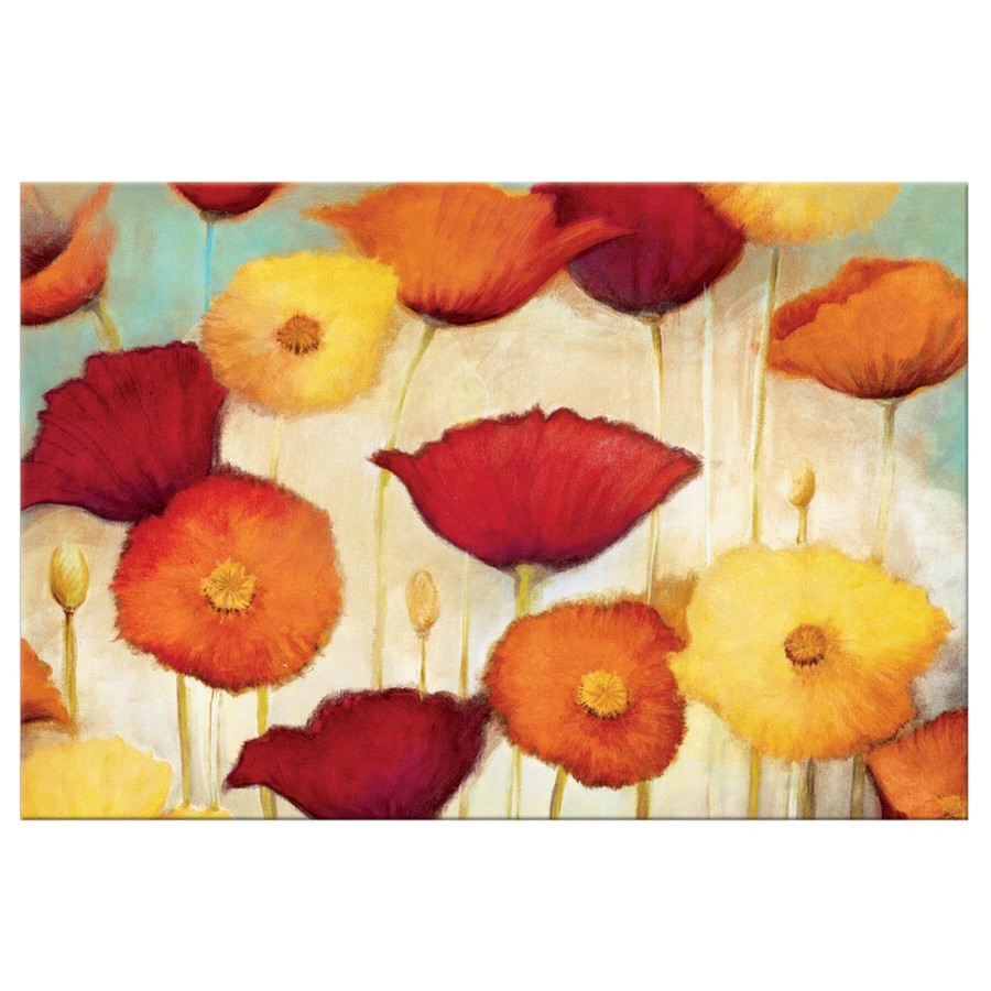 Wall Art * | Red, Orange & Yellow Floral Canvas Wall Art, 36 24 Latest Fashion