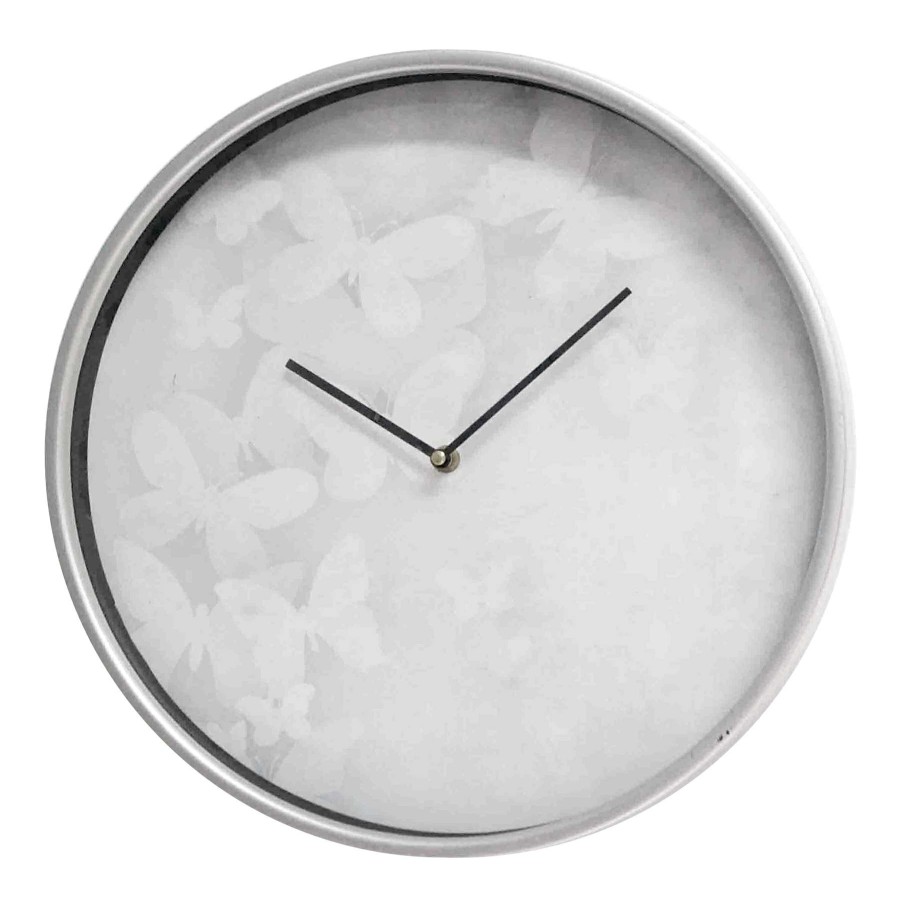 Clocks * | Laila Ali White Butterfly Wall Clock, 16 Nice Style