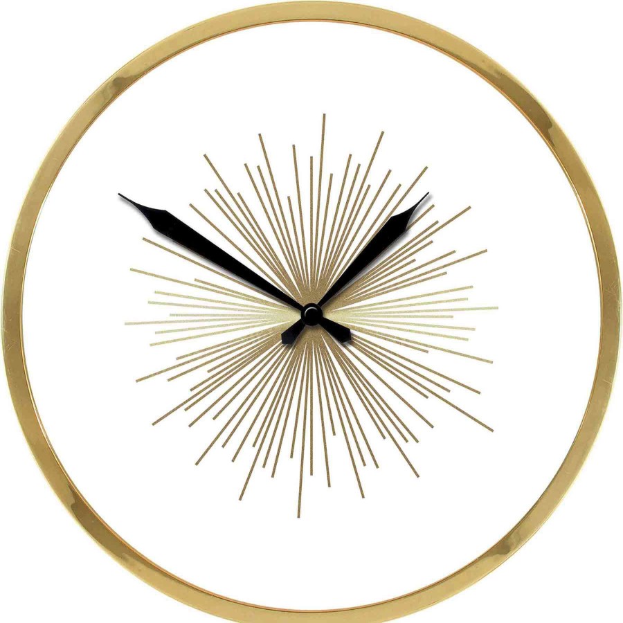 Clocks * | 18X18 Golden Burst Clock With Metallic Frame Unique Style