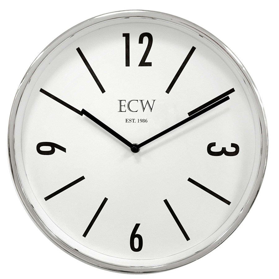 Clocks * | 14In. Chrome Modern Round Wall Clock Exclusive Design