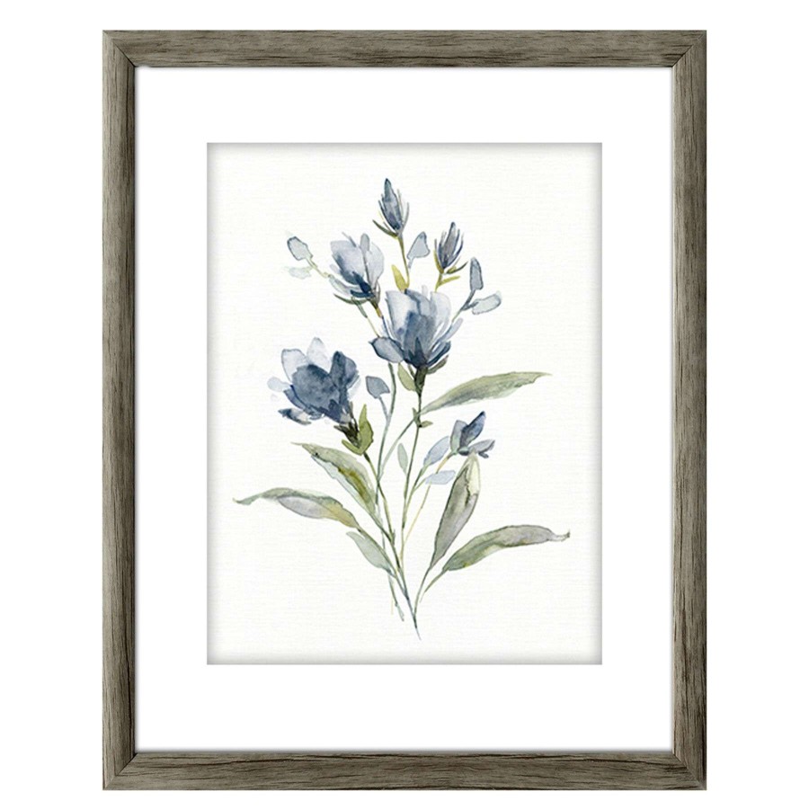 Wall Art * | Honeybloom Navy Botanical Framed Linen Wall Art, 17 21 Online Discount