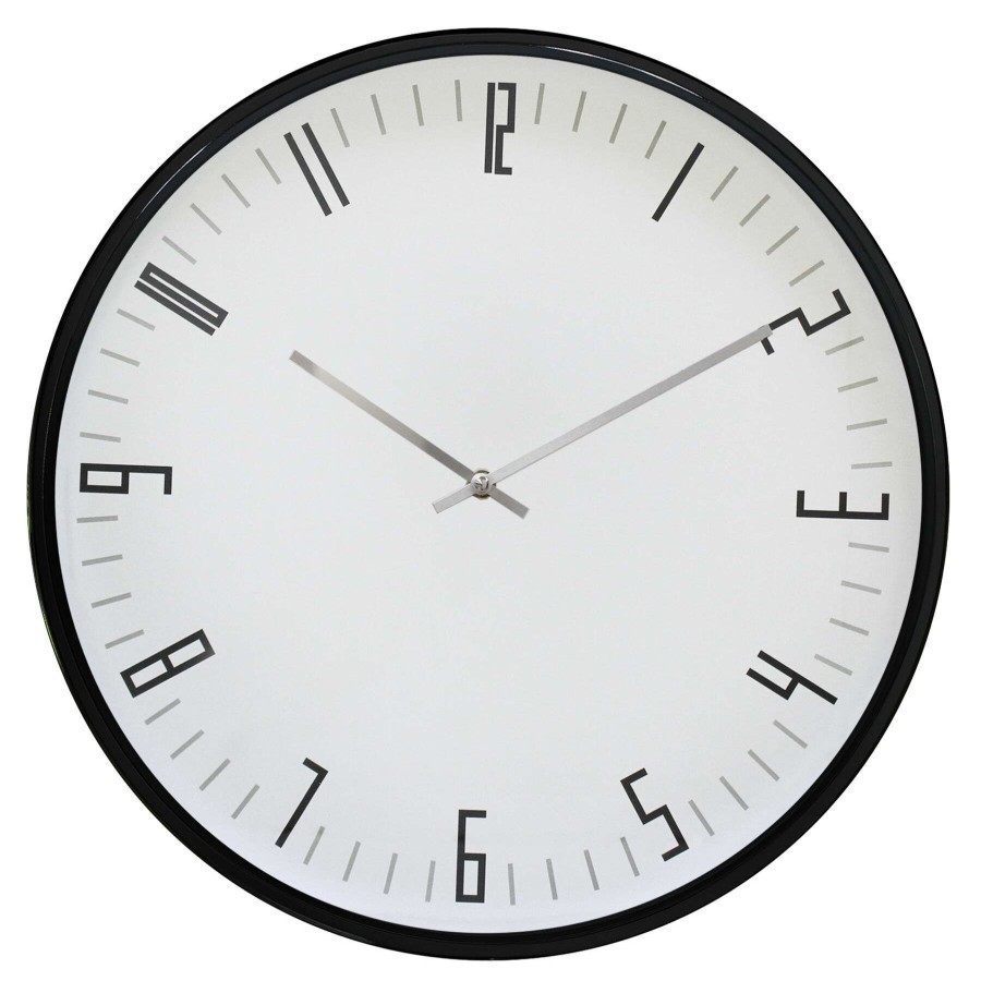 Clocks * | 18In. Black Round Contemporary Wall Clock New Products