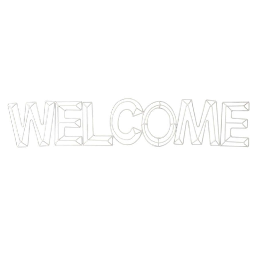 Wall Art * | White Welcome Cutout Sign, 27 5 Latest Fashion