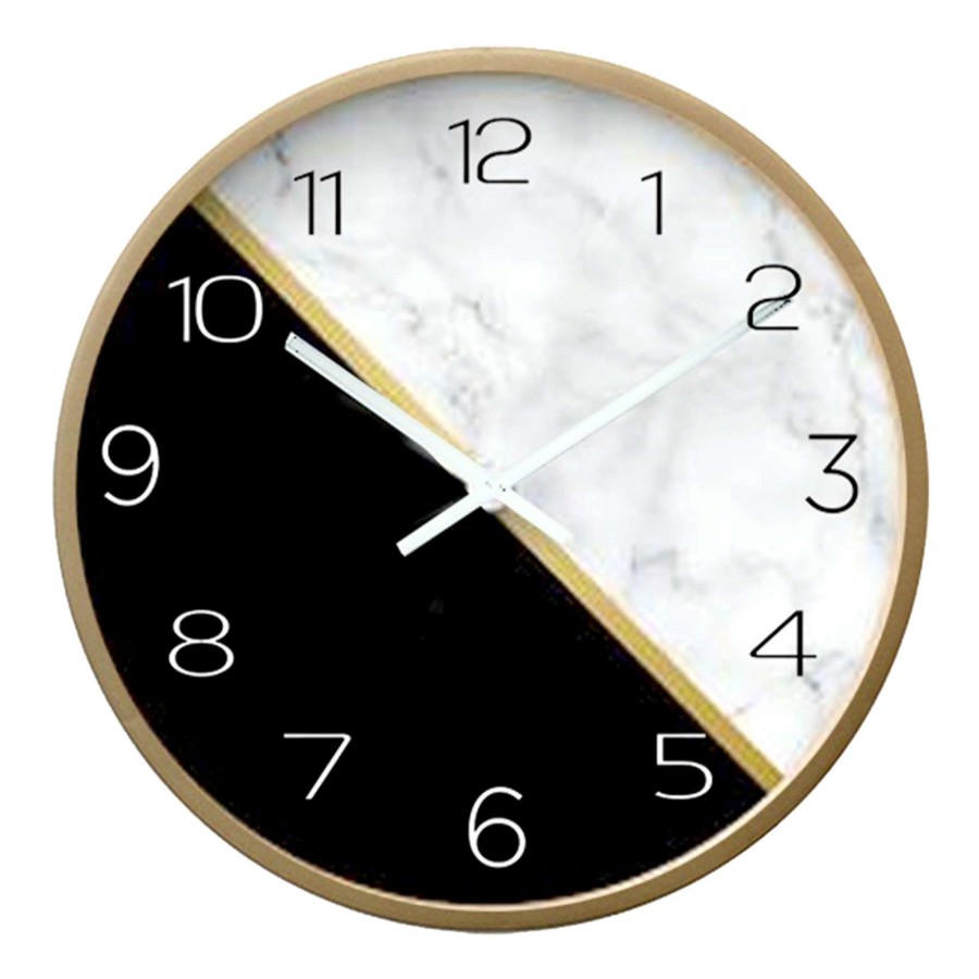 Clocks * | Black & White Marble-Look Wall Clock, 12 Offering Discounts