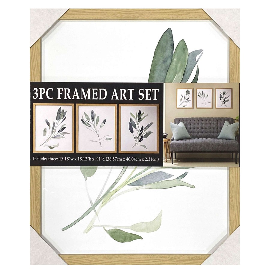 Wall Art * | 3-Piece Glass Framed Floral Print Wall Art, 15 18 Hot Sell