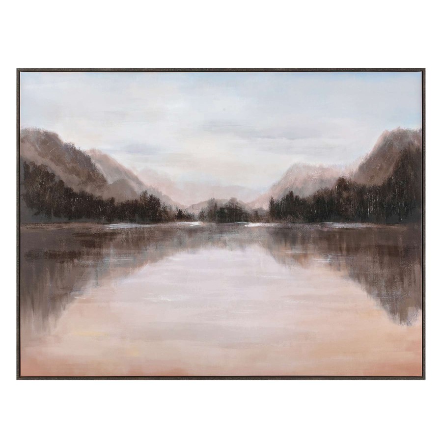 Wall Art * | Honeybloom Lake Landscape Framed Canvas Wall Art, 48 36 Outlet