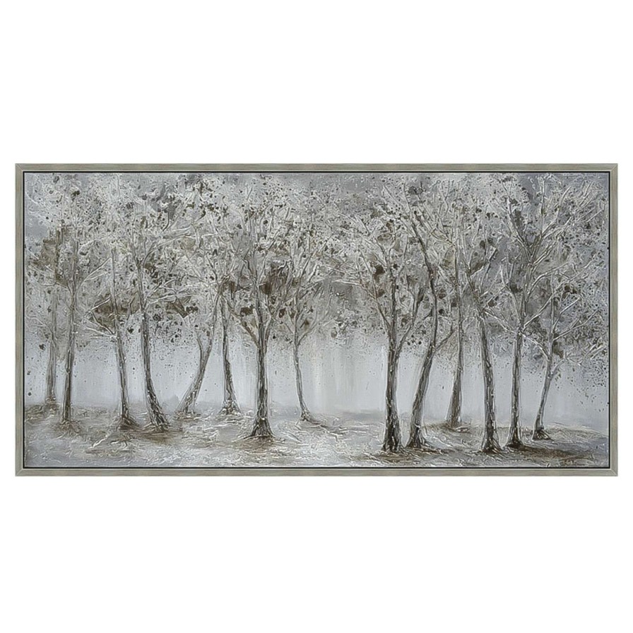 Wall Art * | 28X56 Silver Trees Framed Enhanced Canvas Clearance