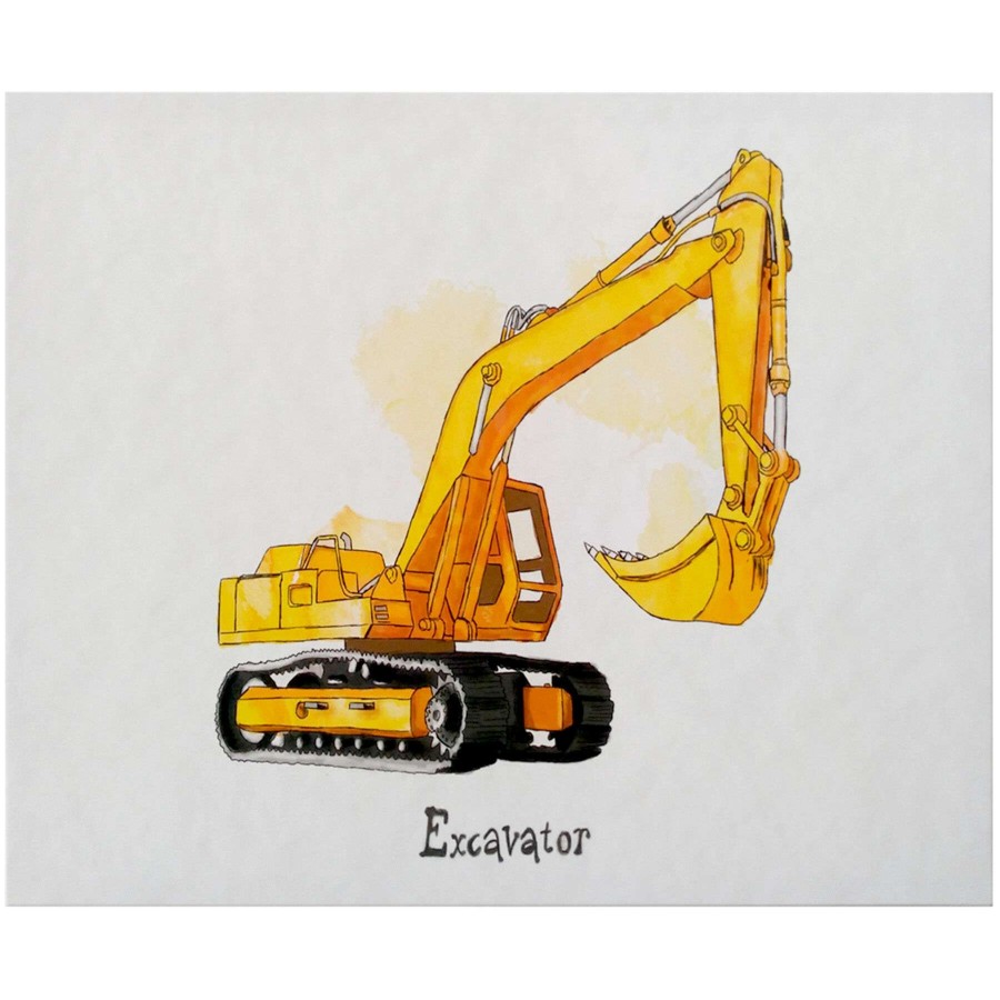 Wall Art * | Yellow Construction Excavator Canvas Wall Art, 16 20 Discount Store