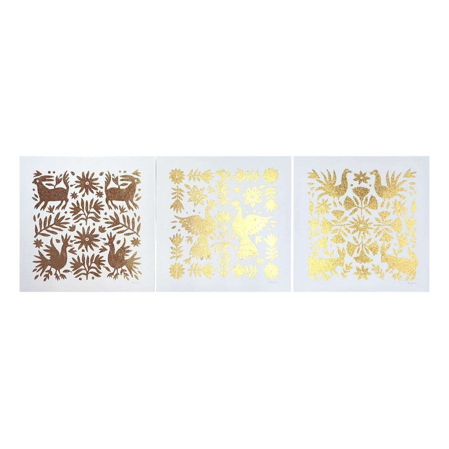 Wall Art * | Tracey Boyd 3-Piece Foiled Otomi Wall Art, 12 Hot Sale