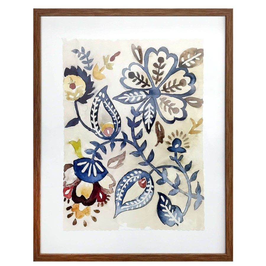 Wall Art * | Glass Framed Paisley Print Wall Art, 16 20 Nice Style