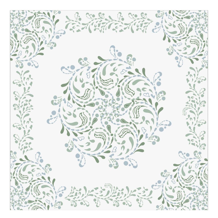 Wall Art * | 48X48 White/Green Ornate Medallion Wall Tapestry Online Discount