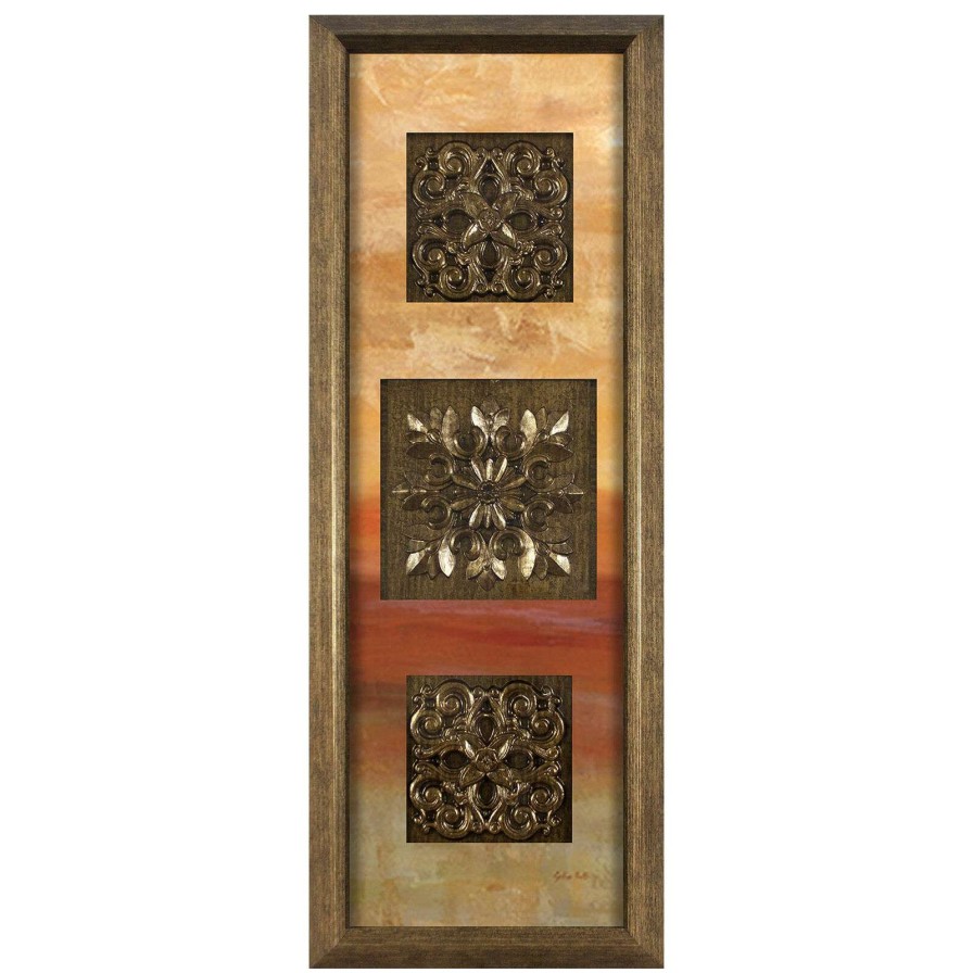 Wall Art * | 12X36 Triple Medallion Framed/Glass Art Half Price