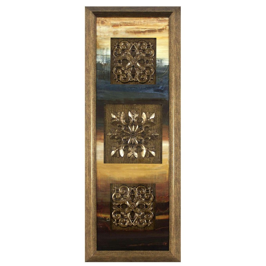 Wall Art * | 12X36 Triple Medallion Framed/Glass Art Half Price