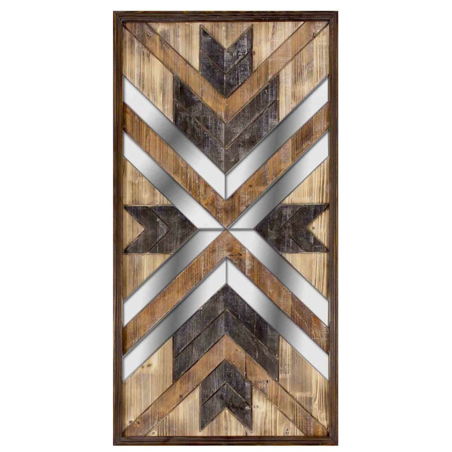 Wall Art * | 23 X43 Framed Wood Pieces With Mirror Accent Exclusive Design