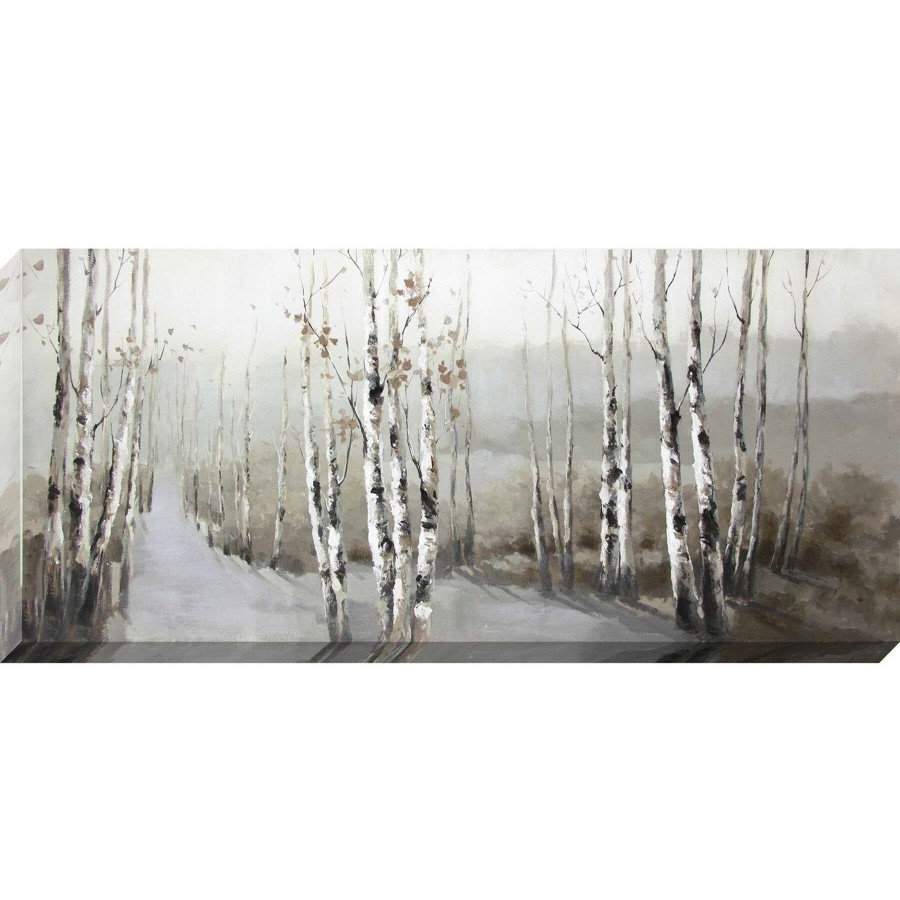 Wall Art * | 72X32 Misty Morning Birch Forest Enhanced Canvas At Unbeatable Price