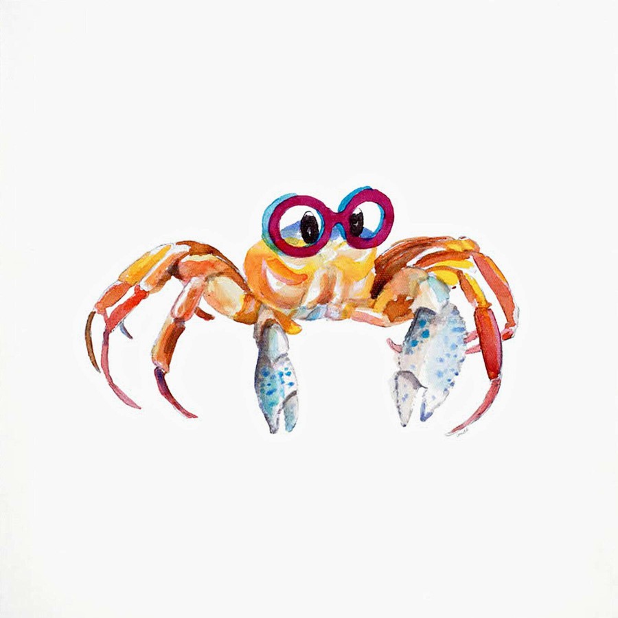 Wall Art * | Crab With Glasses Canvas Wall Art, 12 At Unbeatable Price