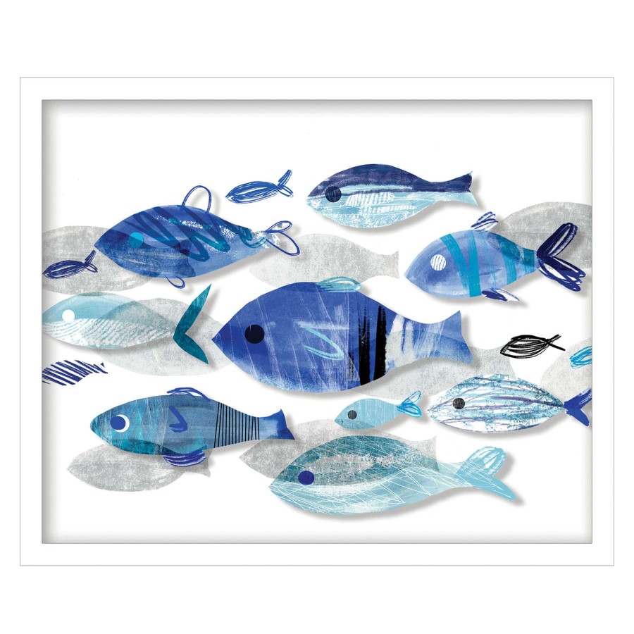 Wall Art * | Tracey Boyd Glass Framed Fish Print Wall Art, 21 17 Hot Sell