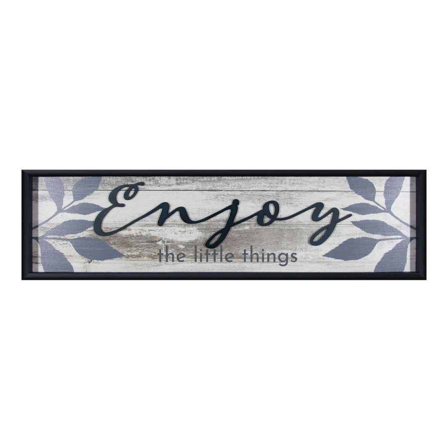 Wall Art * | 8X30 Enjoy The Little Things Textured Framed Plaque Lifted Word Online Discount