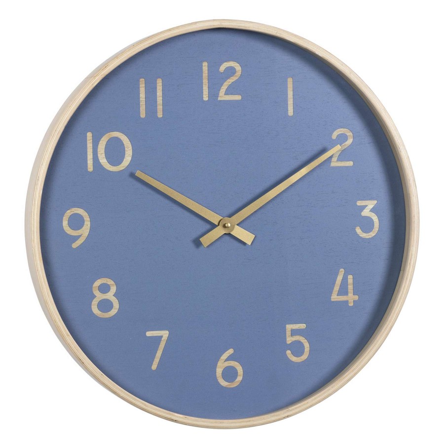 Clocks * | Blue Round Wall Clock, 20 Nice Style