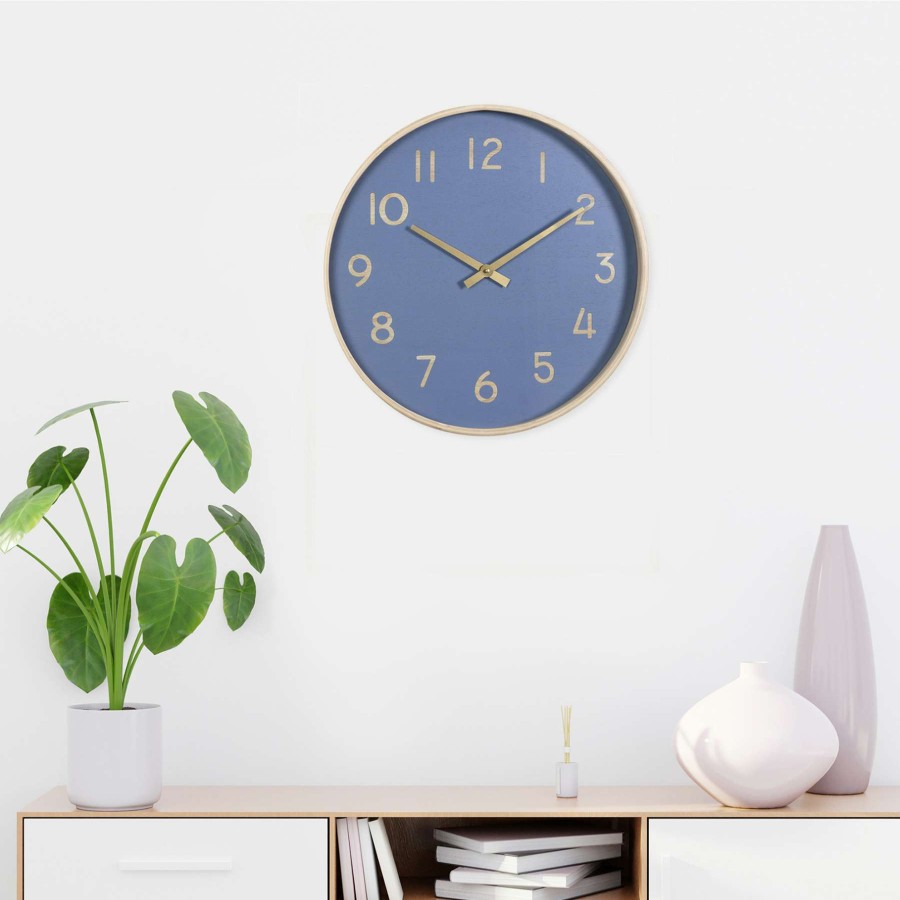 Clocks * | Blue Round Wall Clock, 20 Nice Style