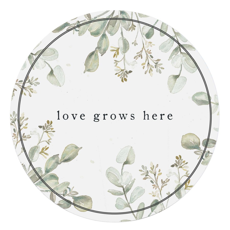 Wall Art * | Love Grows Here Round Wall Sign, 12 Online Discount