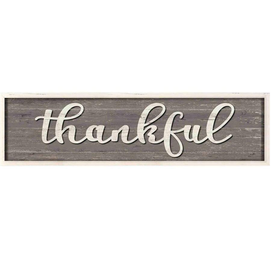 Wall Art * | 8X30 Thankful Framed Textured Plaque With Lifted Word At Discount Prices