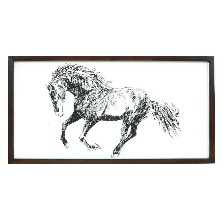 Wall Art * | Ty Pennington 12X24 Framed Horse Wall Art Discounts Online