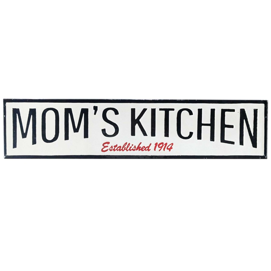 Wall Art * | 36X8 Metal Moms Kitchen Word Sign Top Sell