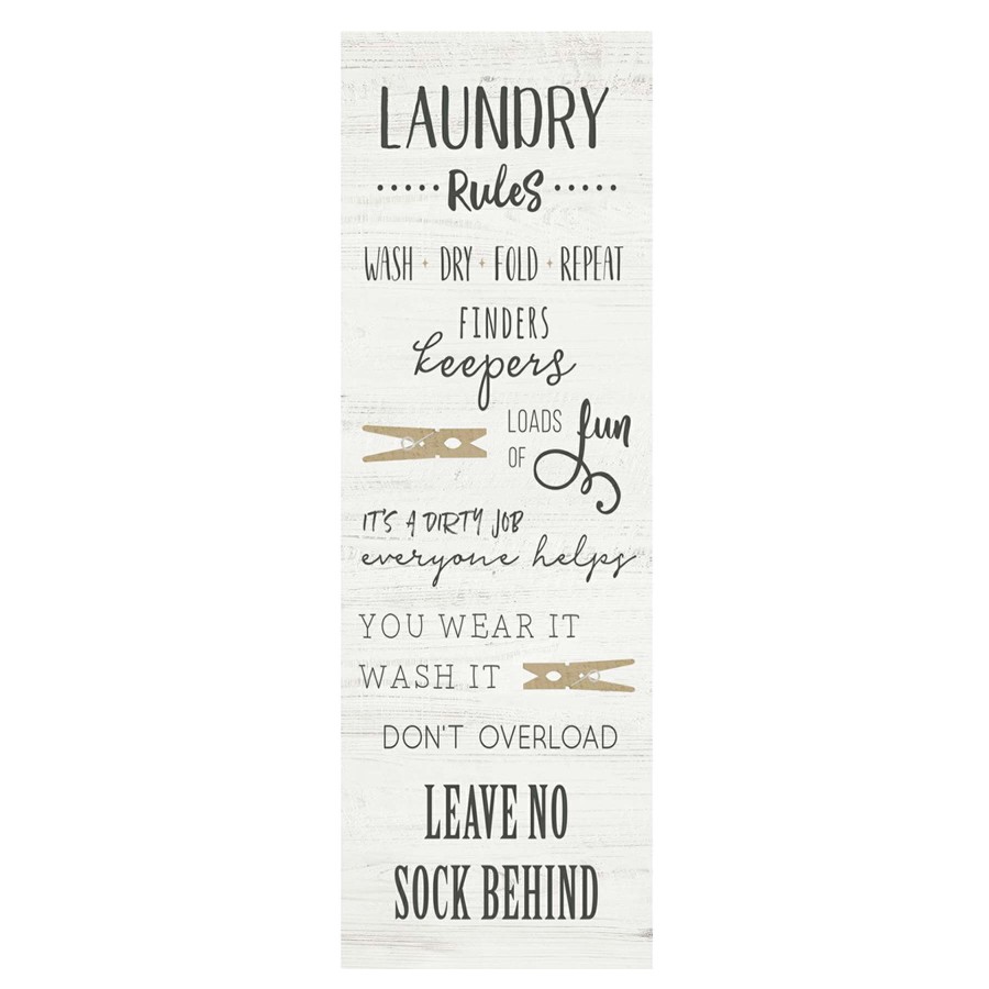 Wall Art * | 12X36 Laundry Rules Canvas Wall Art Online