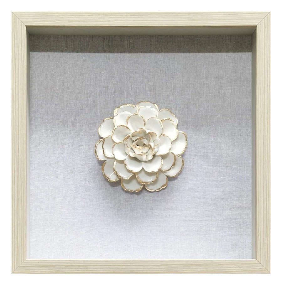 Wall Art * | Grace Mitchell Glass Framed White Flower, 18 Limited Edition