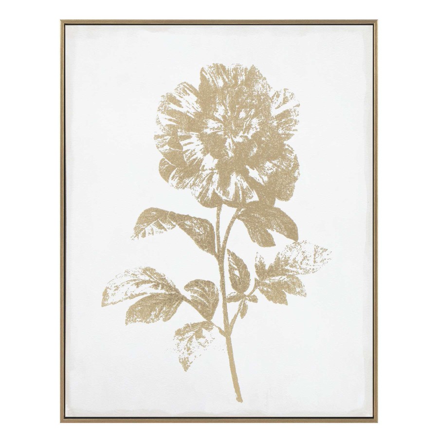 Wall Art * | Grace Mitchell Framed Gold Foiled Flower Canvas Wall Art, 16 20 Discount