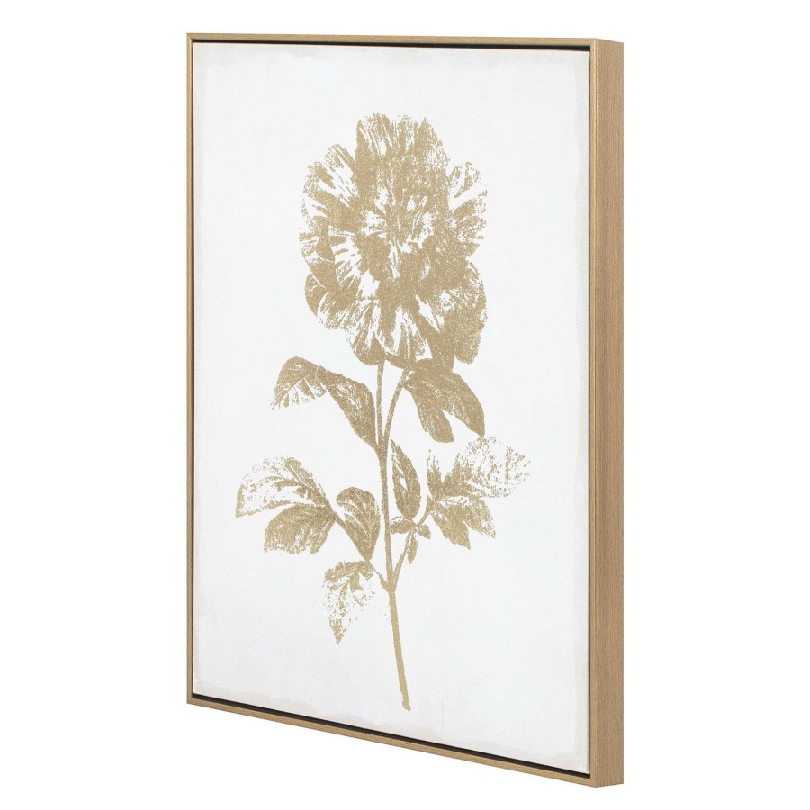 Wall Art * | Grace Mitchell Framed Gold Foiled Flower Canvas Wall Art, 16 20 Discount