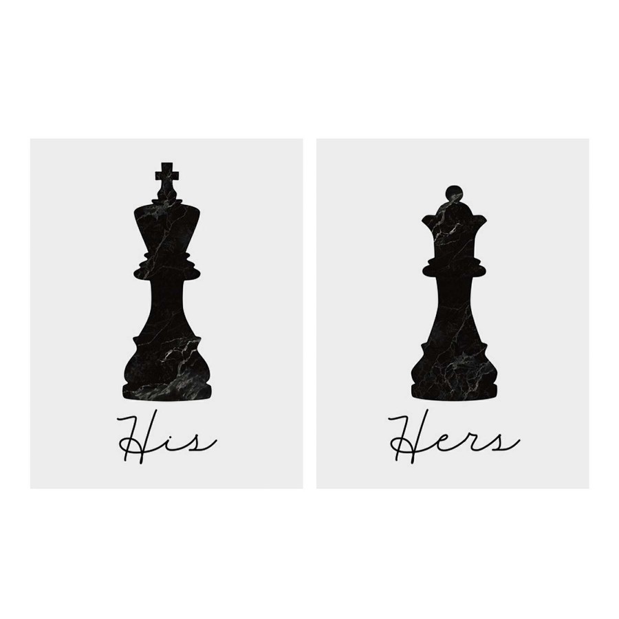 Wall Art * | 8X10 2Pc Chess His And Hers Canvas Wall Art Hot Sell