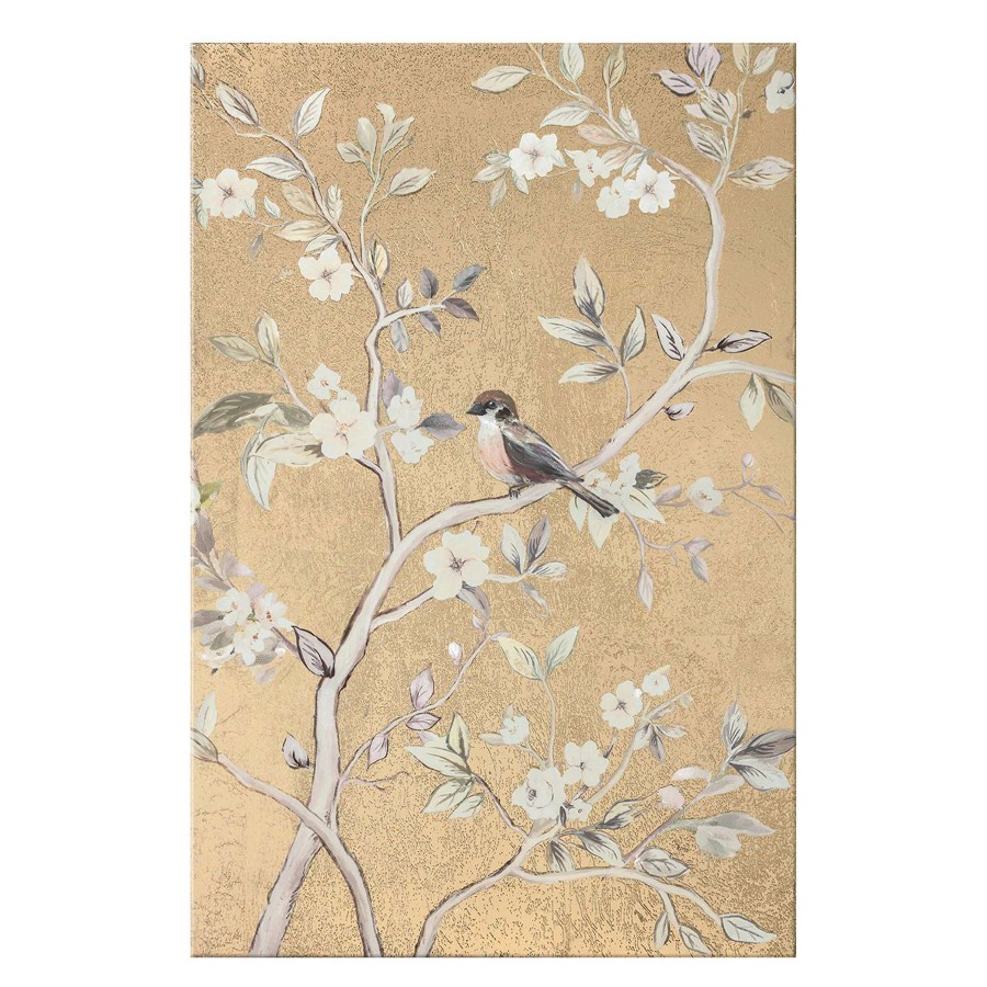 Wall Art * | Grace Mitchell 2-Piece Gold Foiled Chinoiserie Canvas Wall Art, 20 30 Glamor Model