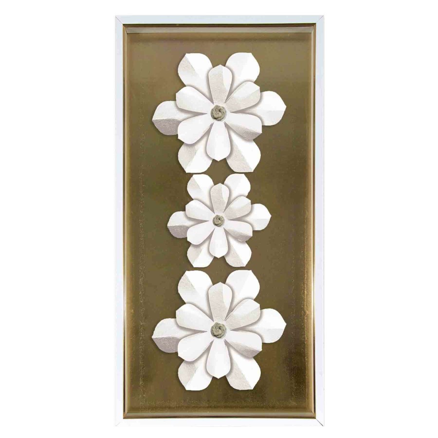 Wall Art * | 3D White Floral Print Framed Wall Art, 12 24 Online Discount