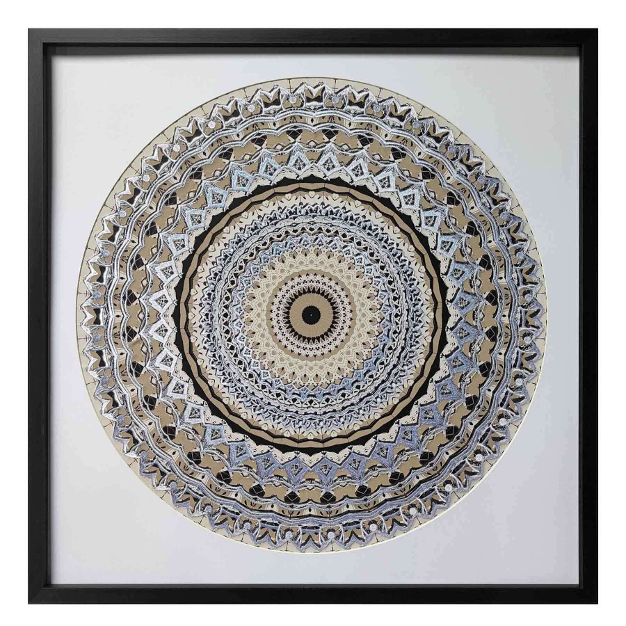 Wall Art * | Glass Framed Abstract Mandala Print Wall Art, 25 Tendy Style