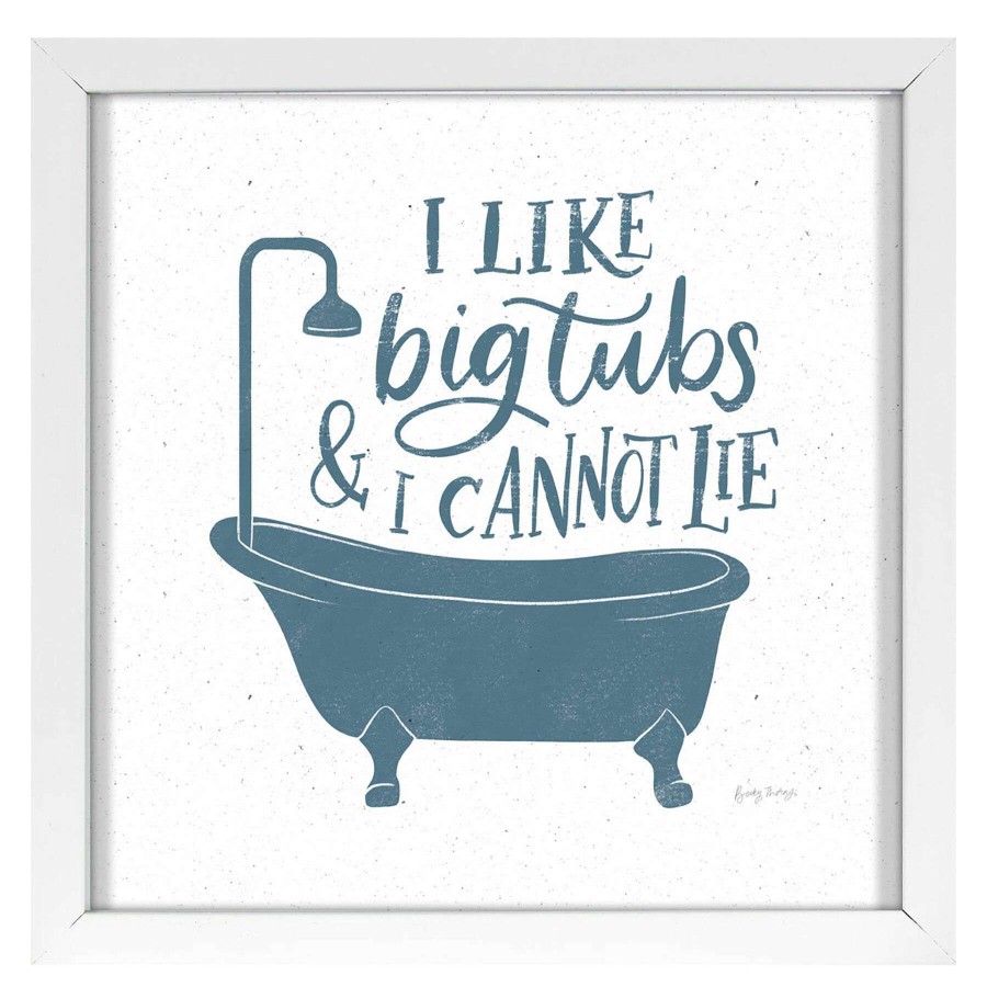 Wall Art * | I Like Big Tubs Bathroom Sign Framed Under Glass Brilliant Design