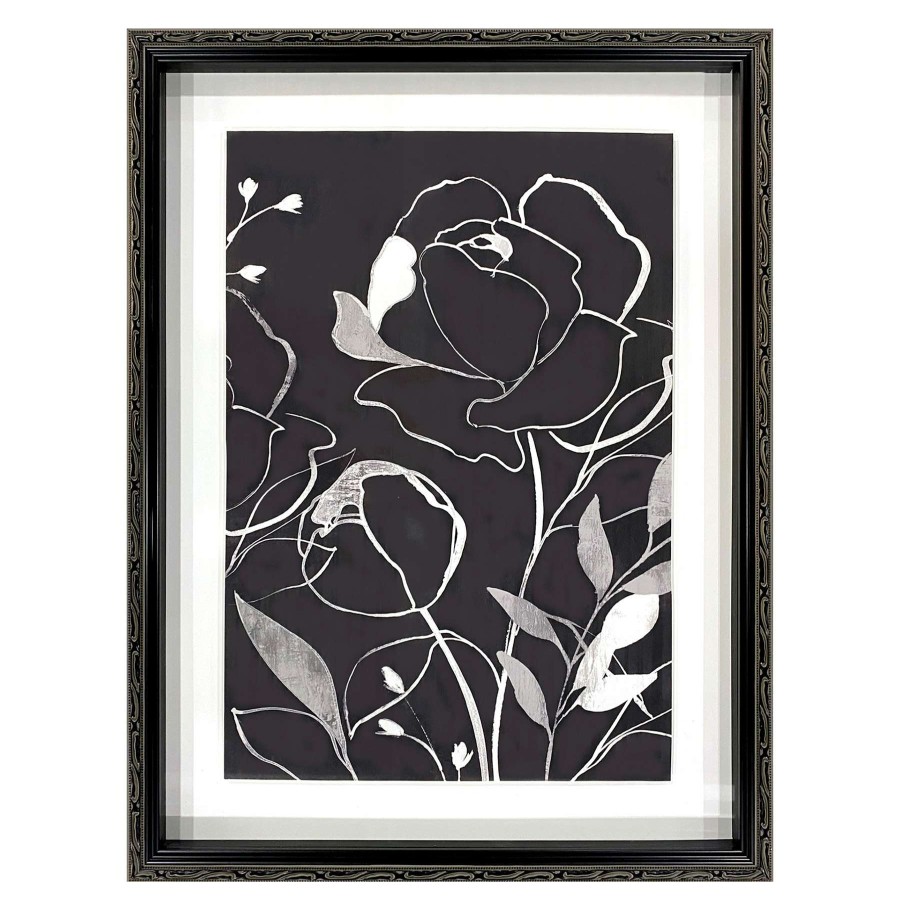 Wall Art * | 20X26 Framed Floral Print Under Glass Discount Store