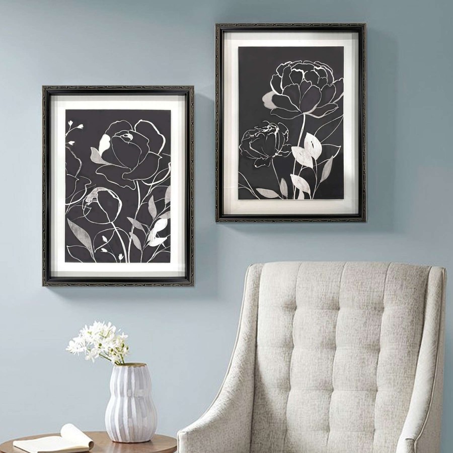 Wall Art * | 20X26 Framed Floral Print Under Glass Discount Store