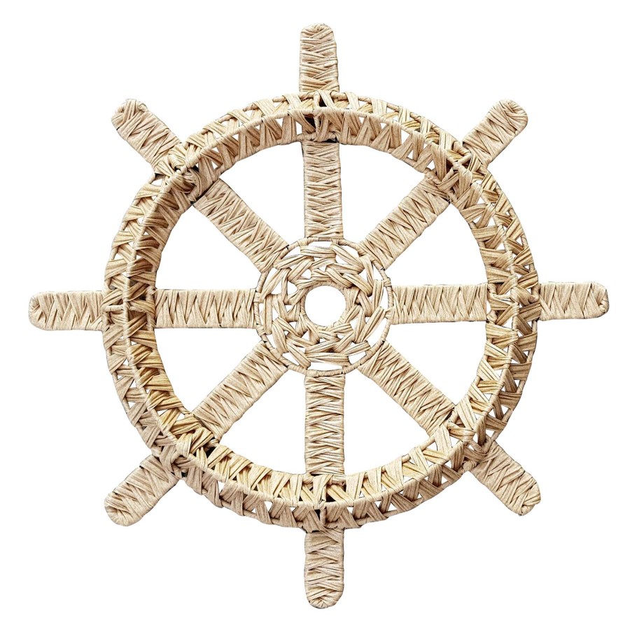 Wall Art * | Faux Wicker Ship'S Wheel Wall Decor, 24 Discounts Online