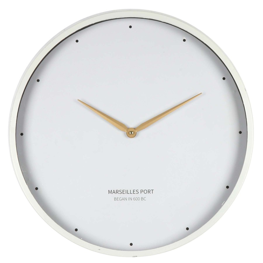 Clocks * | 20X20 Metal Wood Round White Clock Limited Edition