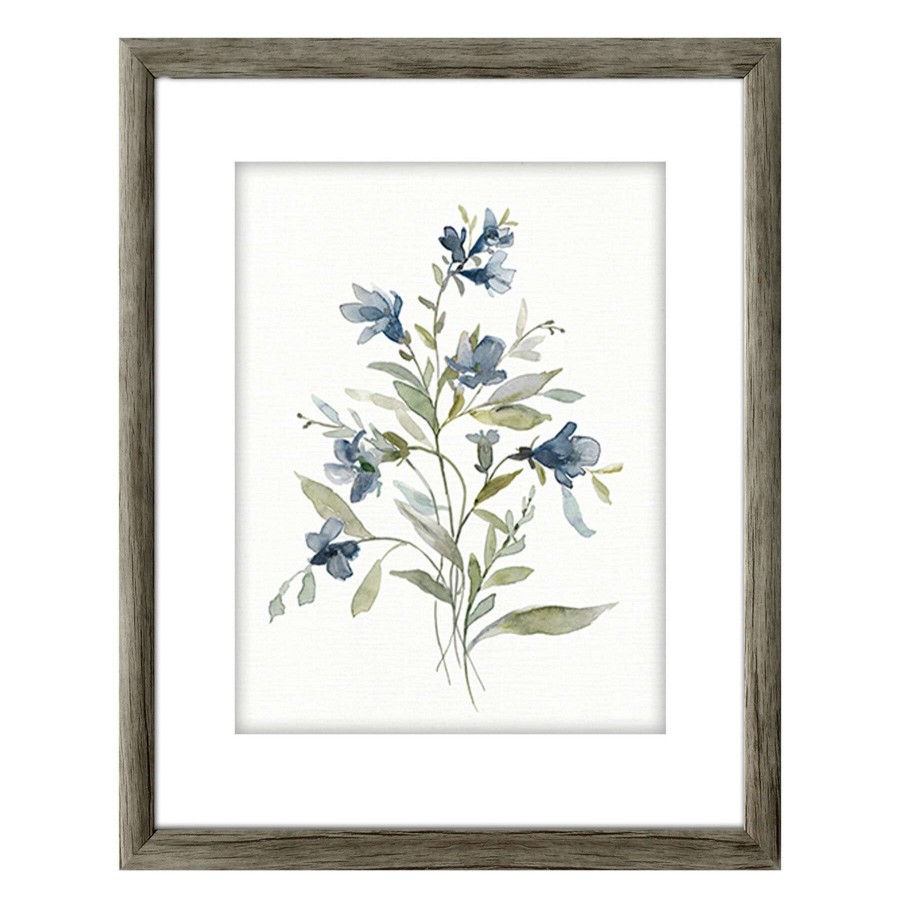 Wall Art * | Honeybloom Navy Botanical Framed Linen Wall Art, 17 21 Hot Sell