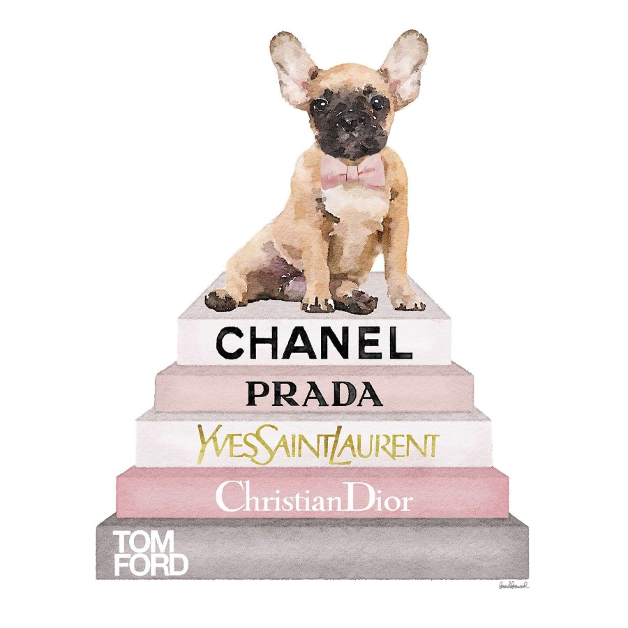 Wall Art * | Fashion Puppy Bookstack Canvas Wall Art, 12 16 At Low Price